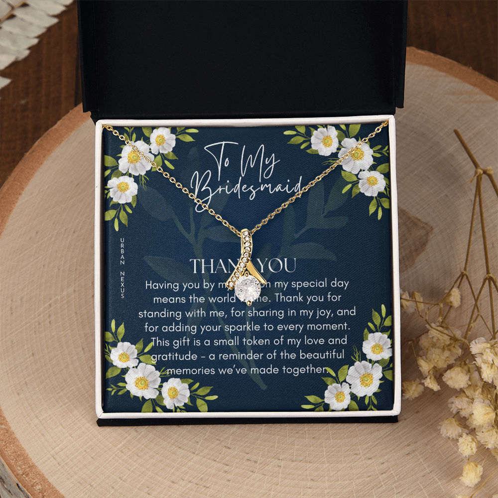 Ribbon Pendant Necklace | Meaningful Bridesmaid Gift BMG1