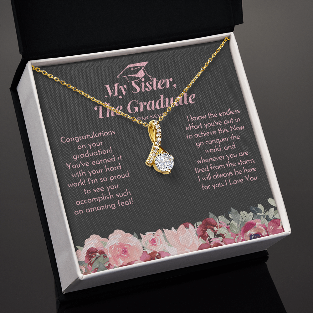 Ribbon Pendant Necklace | Sister, Adopted or Step Sister Graduation GHX6