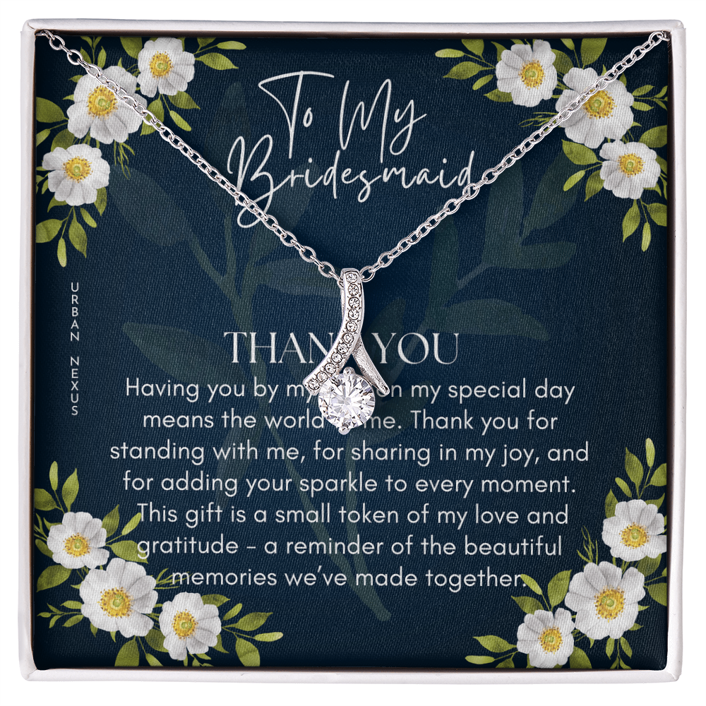 Ribbon Pendant Necklace | Meaningful Bridesmaid Gift BMG1