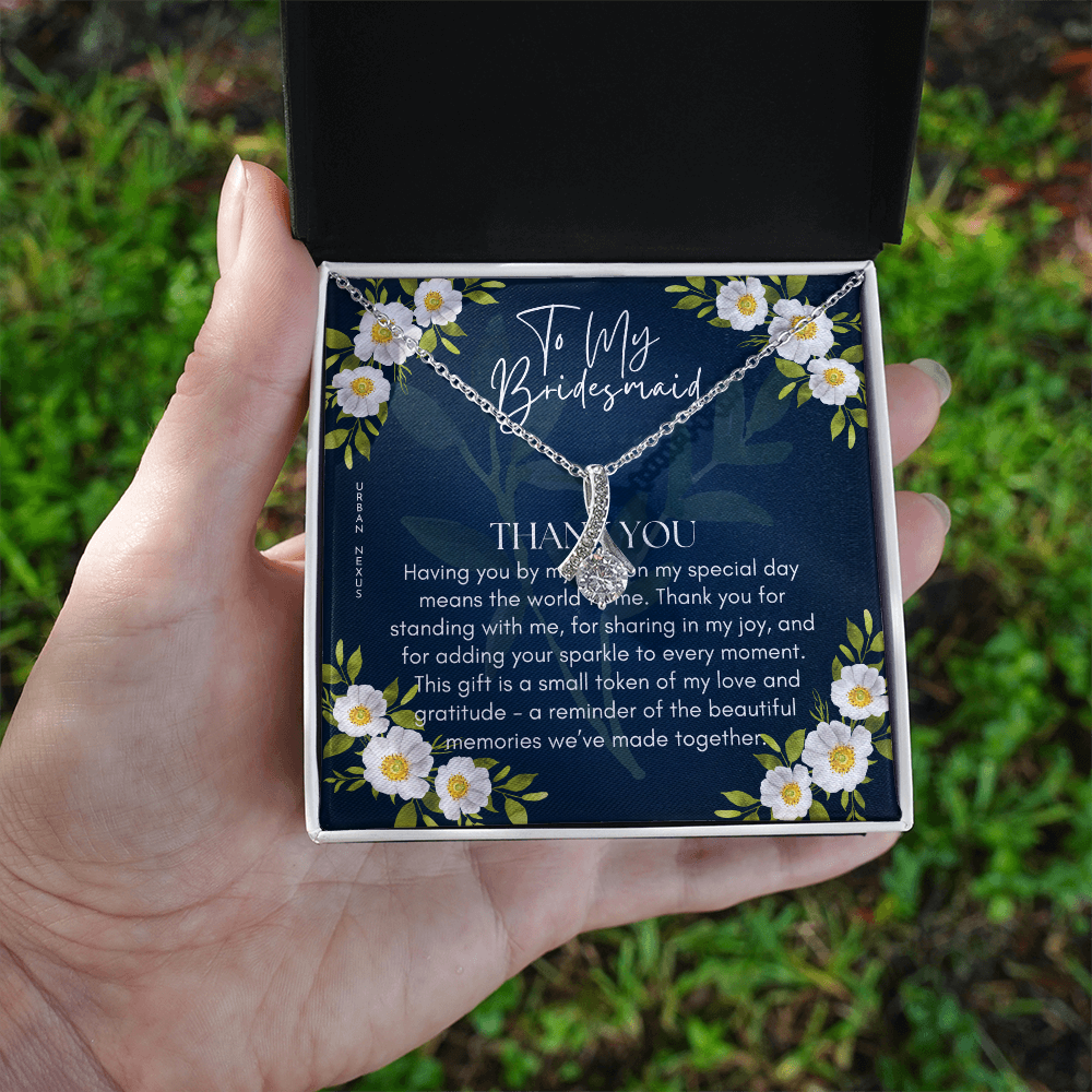 Ribbon Pendant Necklace | Meaningful Bridesmaid Gift BMG1