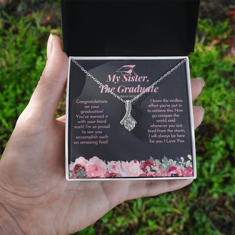 Ribbon Pendant Necklace | Sister, Adopted or Step Sister Graduation GHX6