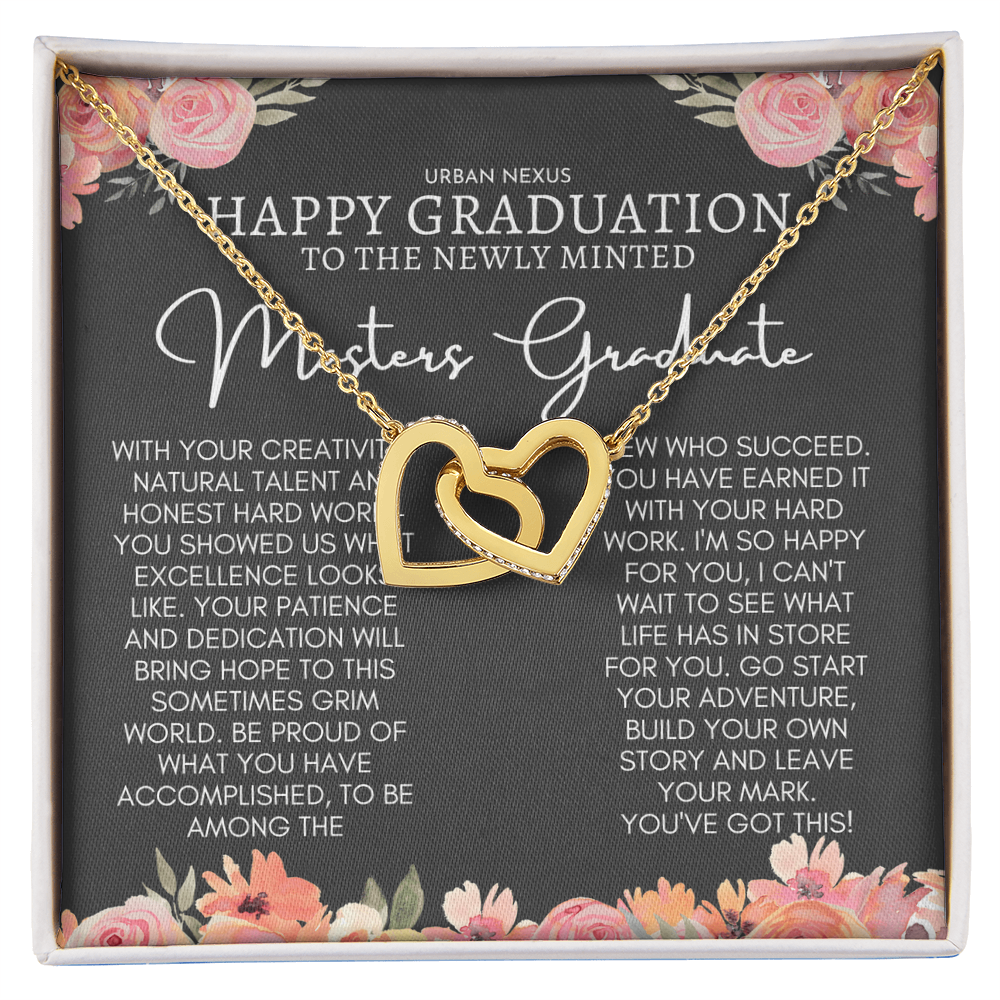 Linked Hearts Delicate Pendant Necklace | Masters Graduate Gift for Her GHX12