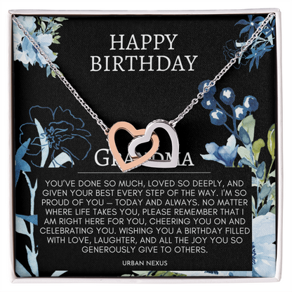 Linked Hearts Charm Necklace | Grandmother, Granny, Nana, Meemaw