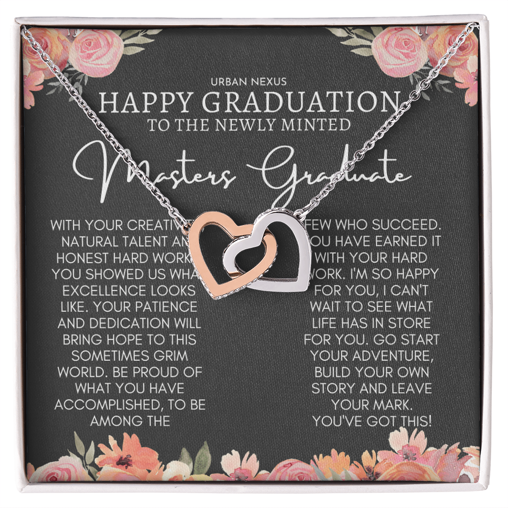 Linked Hearts Delicate Pendant Necklace | Masters Graduate Gift for Her GHX12