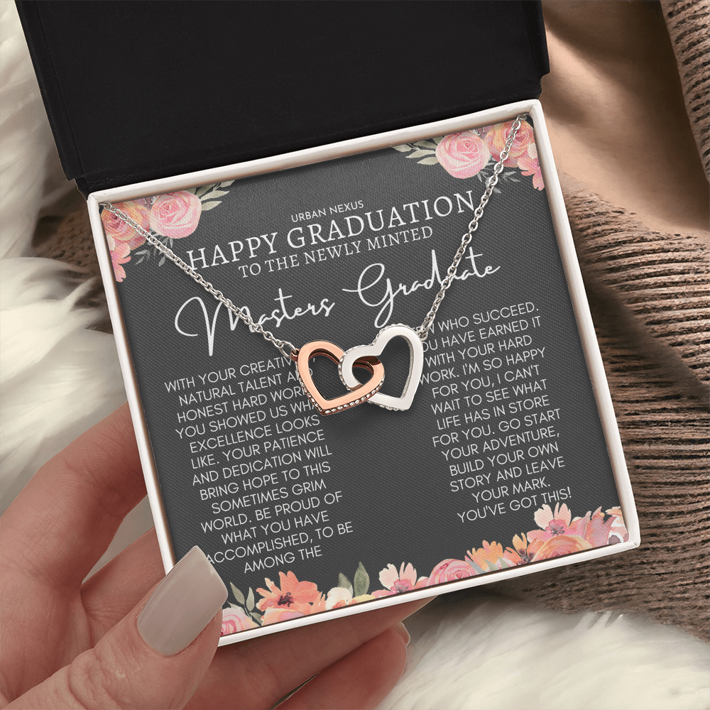 Linked Hearts Delicate Pendant Necklace | Masters Graduate Gift for Her GHX12