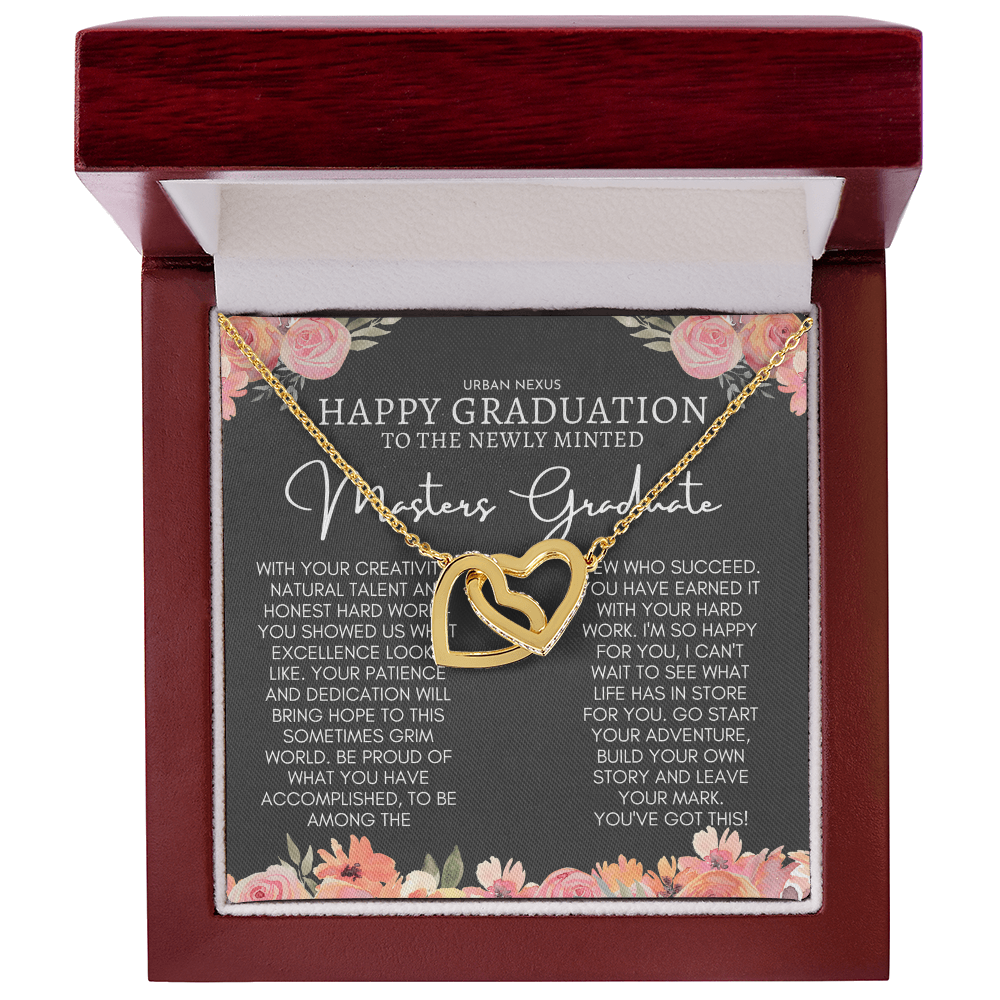 Linked Hearts Delicate Pendant Necklace | Masters Graduate Gift for Her GHX12