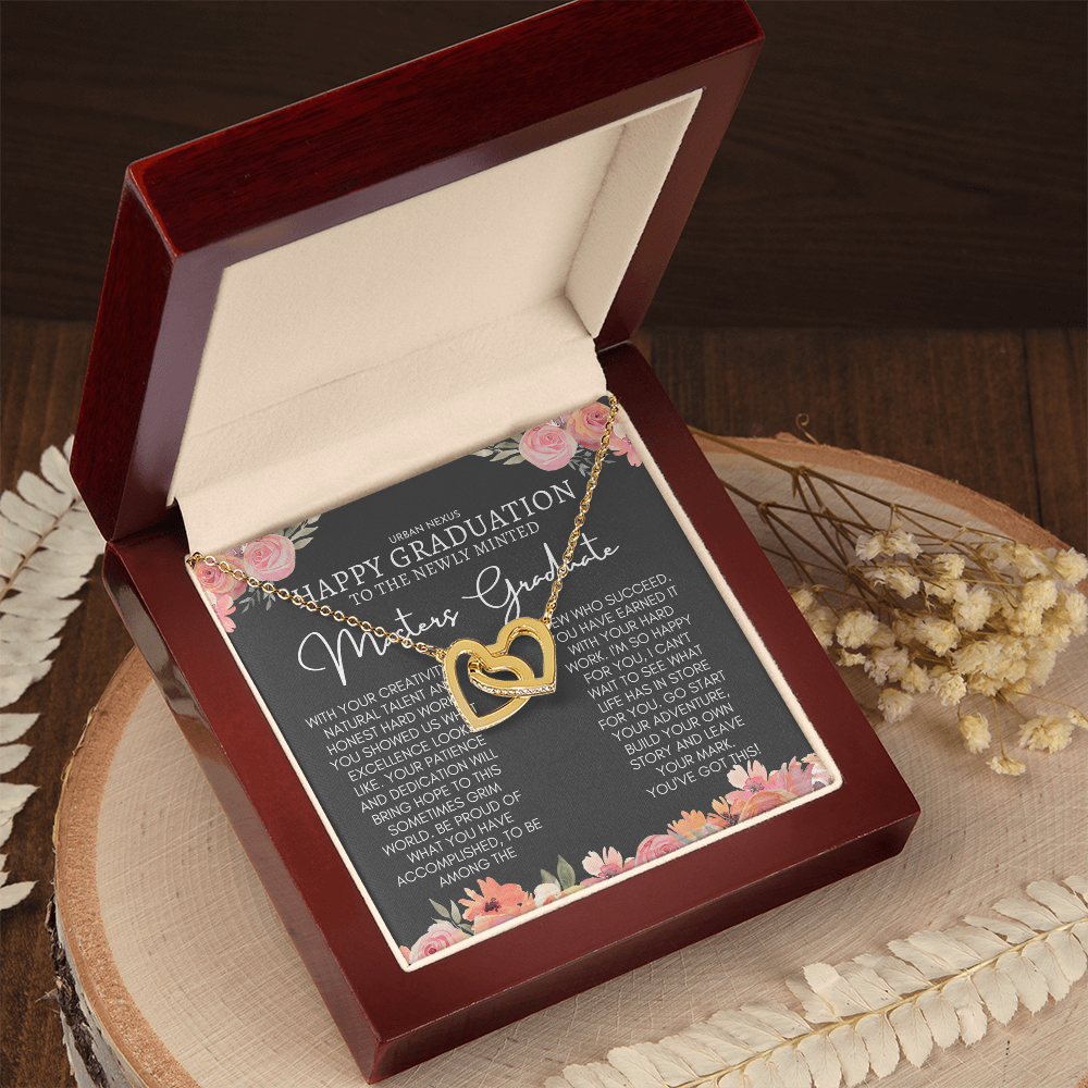 Linked Hearts Delicate Pendant Necklace | Masters Graduate Gift for Her GHX12