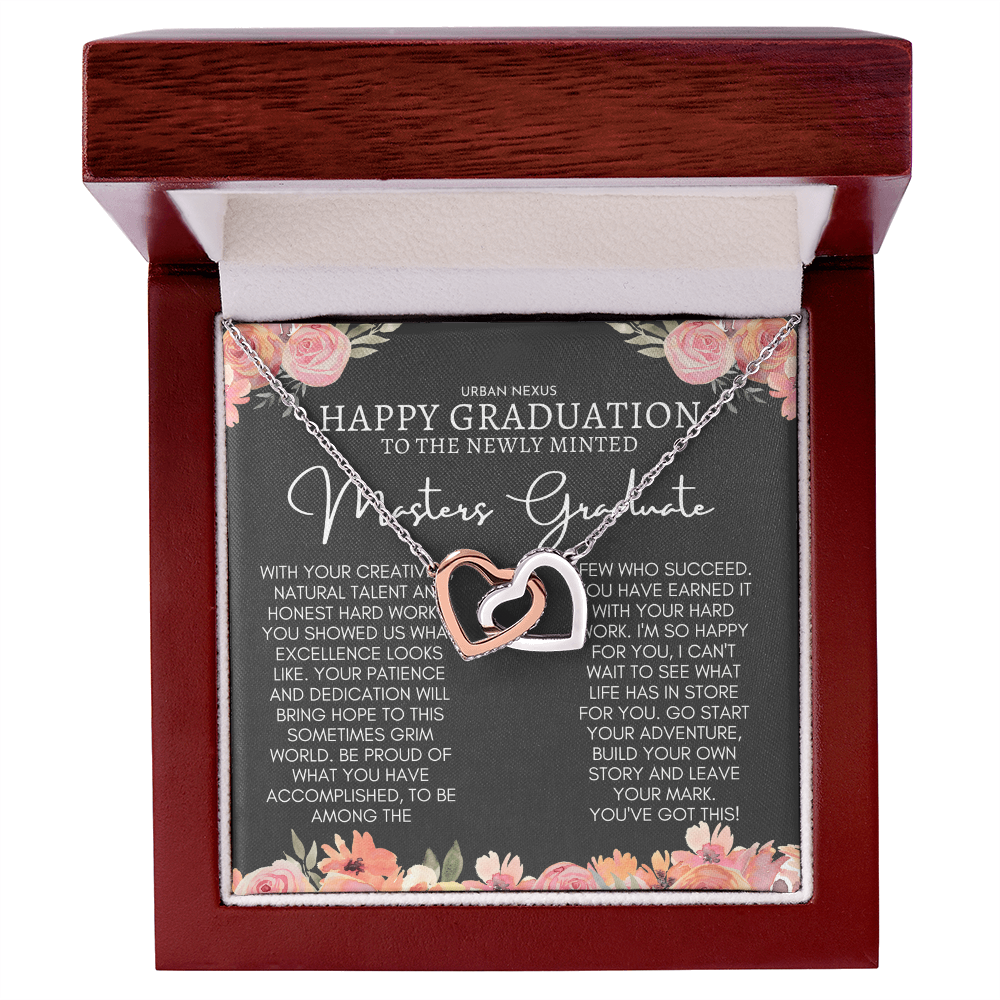 Linked Hearts Delicate Pendant Necklace | Masters Graduate Gift for Her GHX12