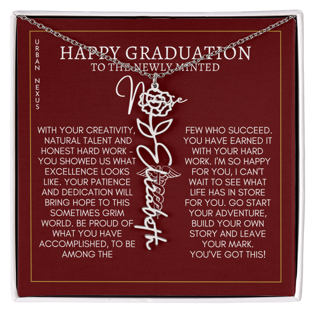 Flower Pendant Dangle Name Necklace | Personalized Graduation Gift for Her GHX9