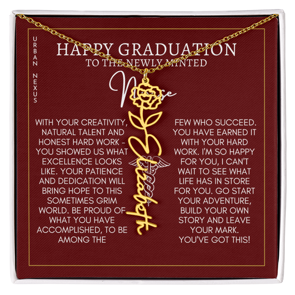 Flower Pendant Dangle Name Necklace | Personalized Graduation Gift for Her GHX9