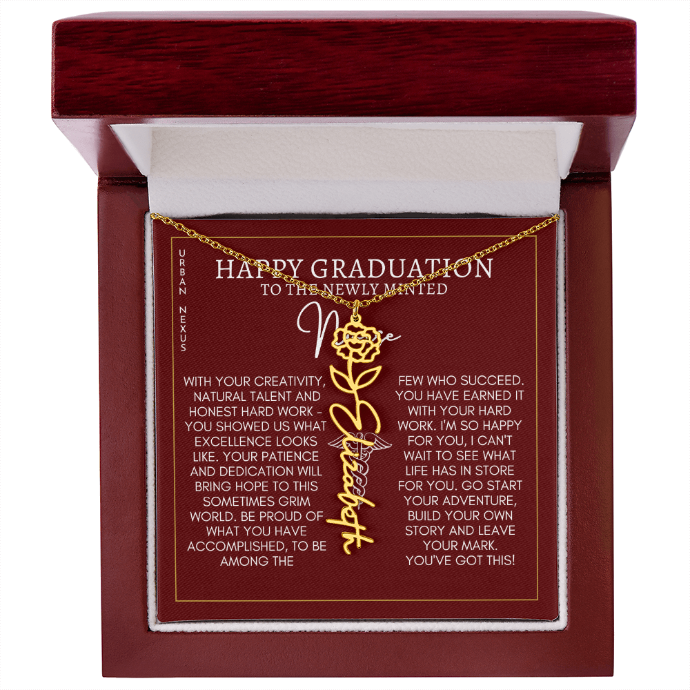 Flower Pendant Dangle Name Necklace | Personalized Graduation Gift for Her GHX9