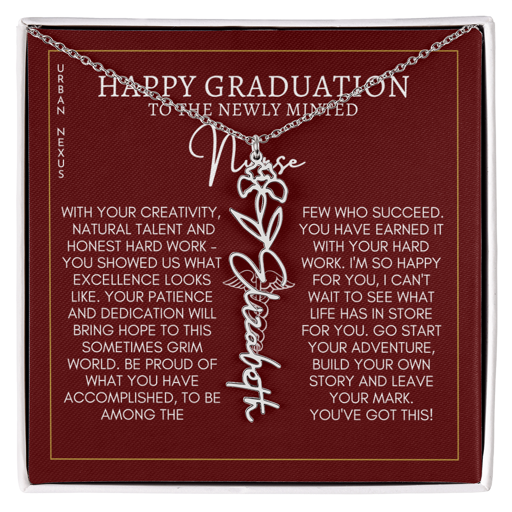 Flower Pendant Dangle Name Necklace | Personalized Graduation Gift for Her GHX9