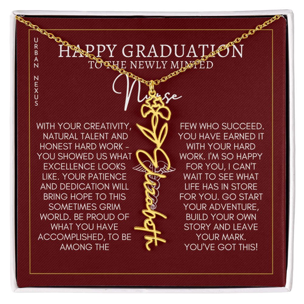 Flower Pendant Dangle Name Necklace | Personalized Graduation Gift for Her GHX9