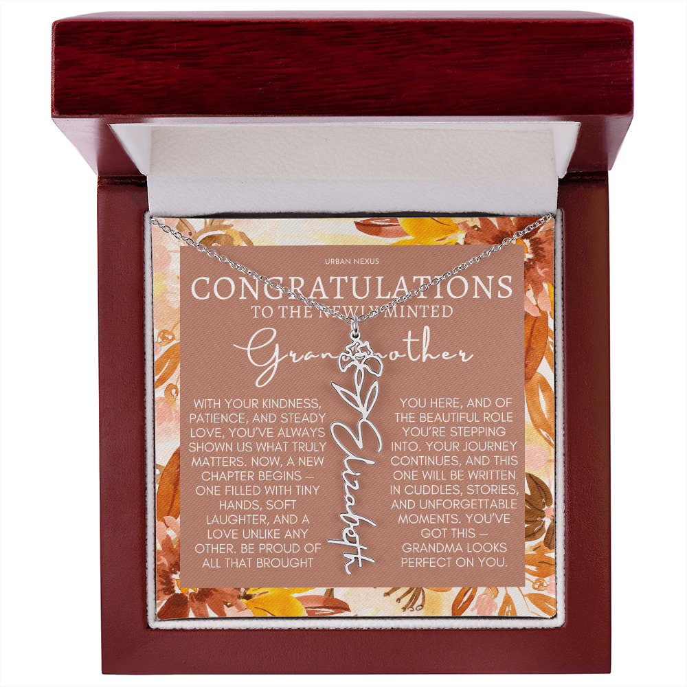 Flower Pendant Necklace | Grandma Personalized Birthday Gift For Her GMX5