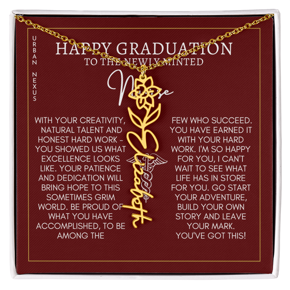 Flower Pendant Dangle Name Necklace | Personalized Graduation Gift for Her GHX9