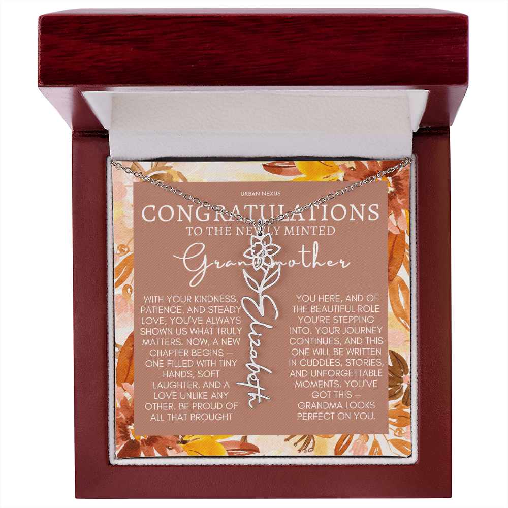 Flower Pendant Necklace | Grandma Personalized Birthday Gift For Her GMX5