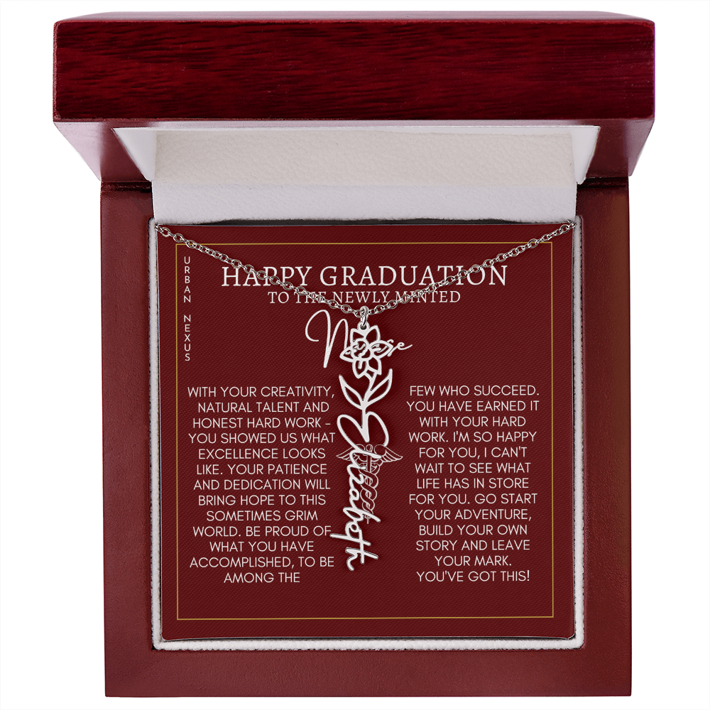 Flower Pendant Dangle Name Necklace | Personalized Graduation Gift for Her GHX9