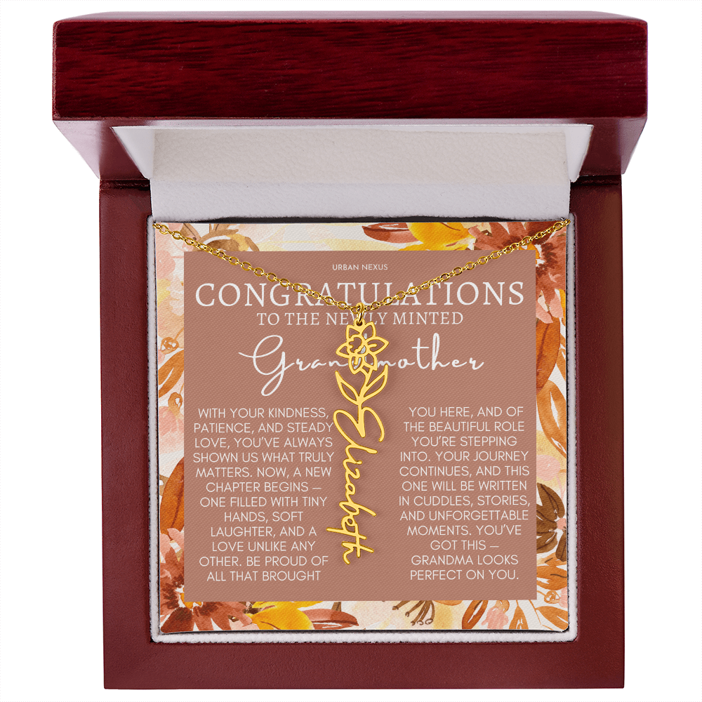 Flower Pendant Necklace | Grandma Personalized Birthday Gift For Her GMX5