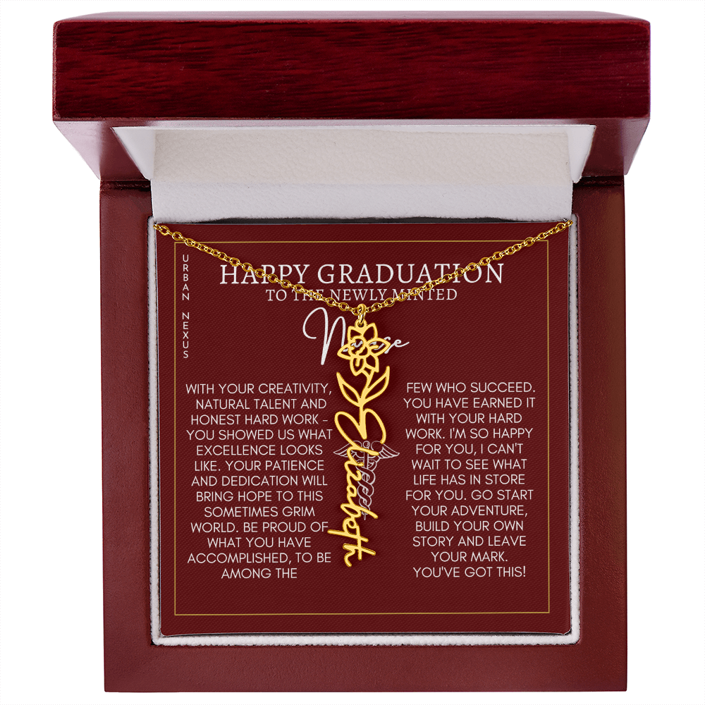 Flower Pendant Dangle Name Necklace | Personalized Graduation Gift for Her GHX9