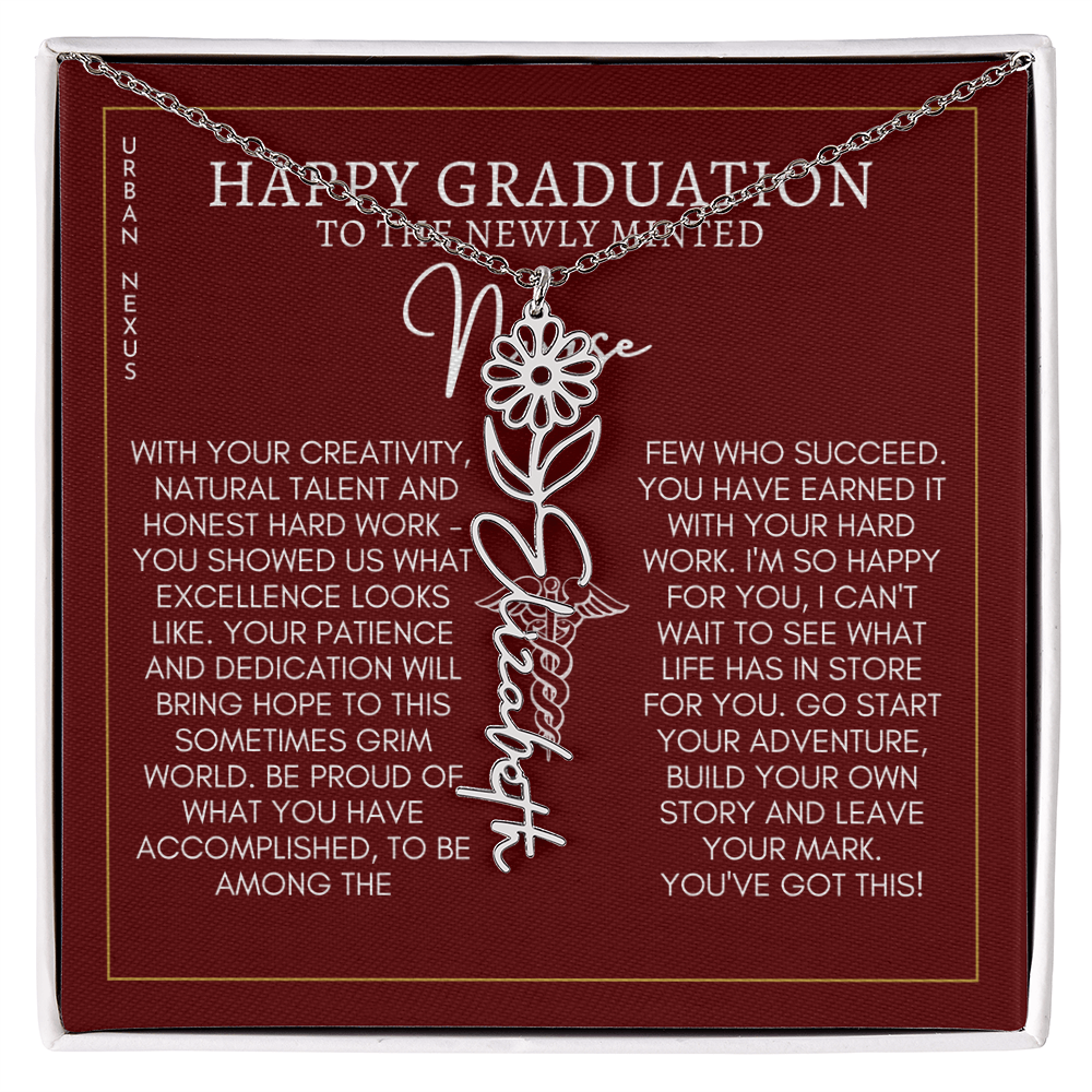 Flower Pendant Dangle Name Necklace | Personalized Graduation Gift for Her GHX9