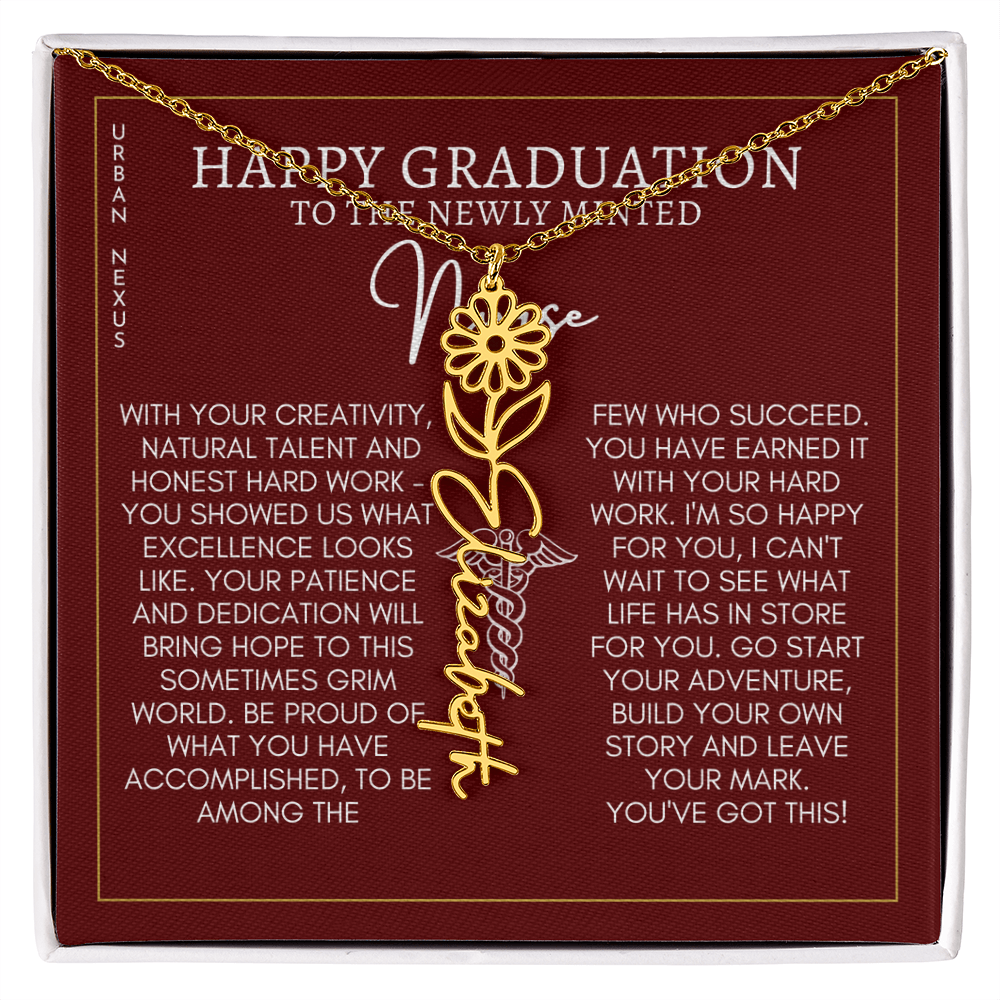 Flower Pendant Dangle Name Necklace | Personalized Graduation Gift for Her GHX9