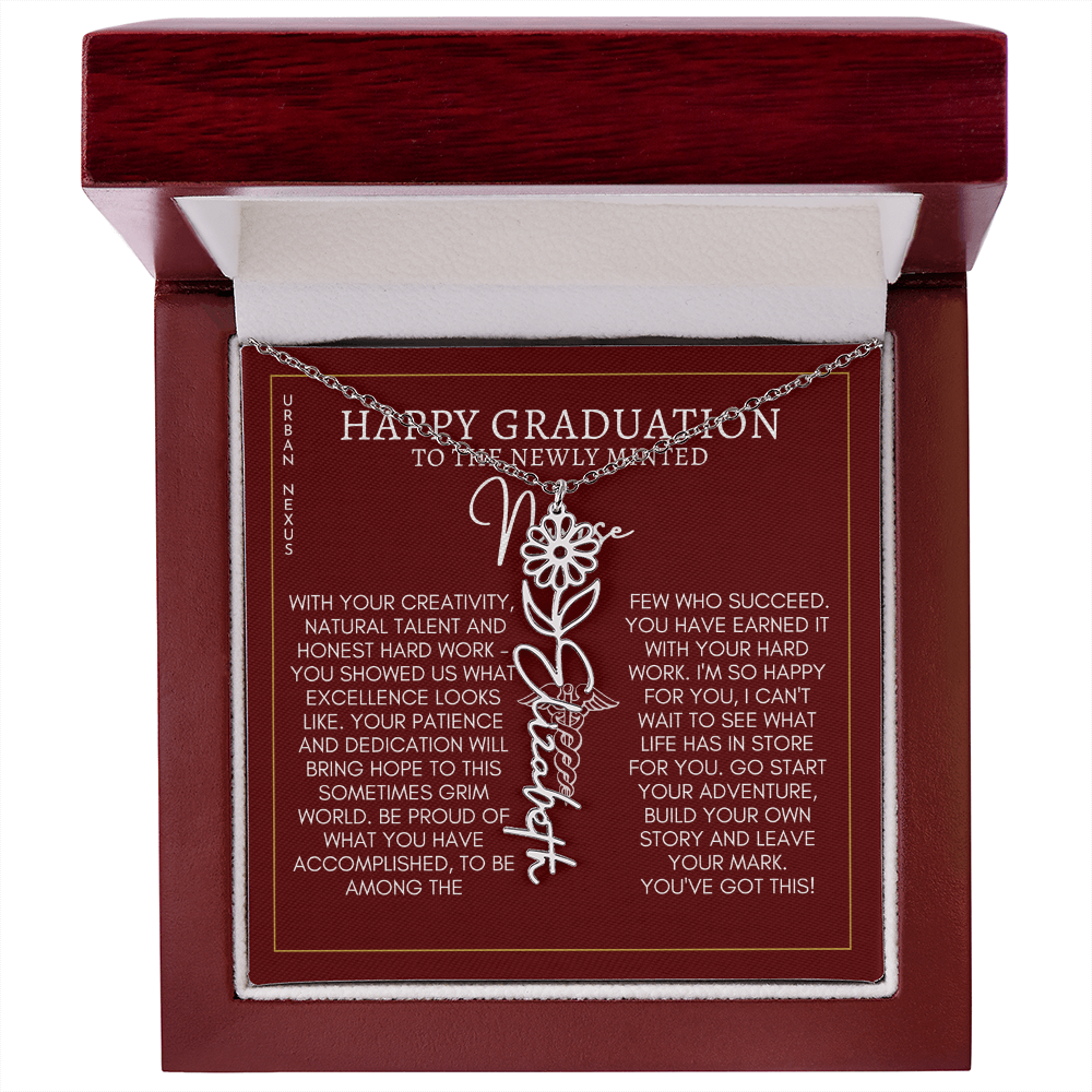 Flower Pendant Dangle Name Necklace | Personalized Graduation Gift for Her GHX9