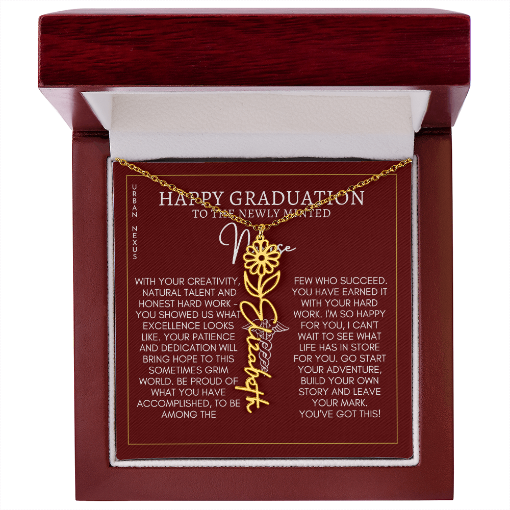 Flower Pendant Dangle Name Necklace | Personalized Graduation Gift for Her GHX9