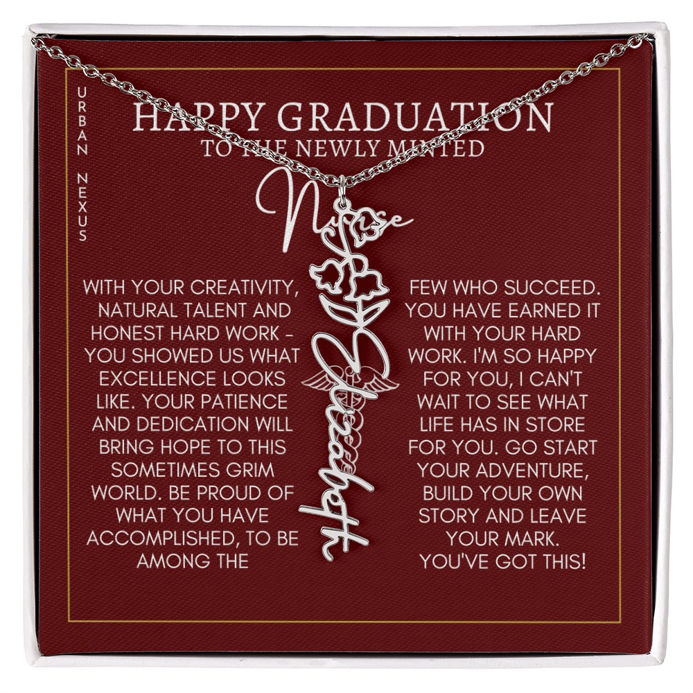 Flower Pendant Dangle Name Necklace | Personalized Graduation Gift for Her GHX9