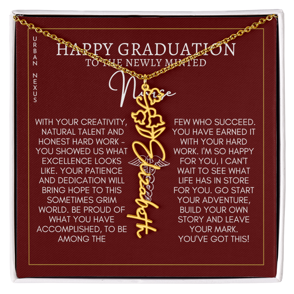 Flower Pendant Dangle Name Necklace | Personalized Graduation Gift for Her GHX9