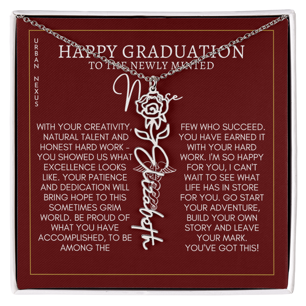 Flower Pendant Dangle Name Necklace | Personalized Graduation Gift for Her GHX9