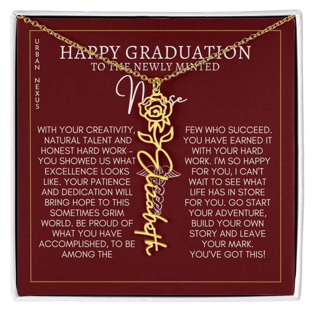 Flower Pendant Dangle Name Necklace | Personalized Graduation Gift for Her GHX9