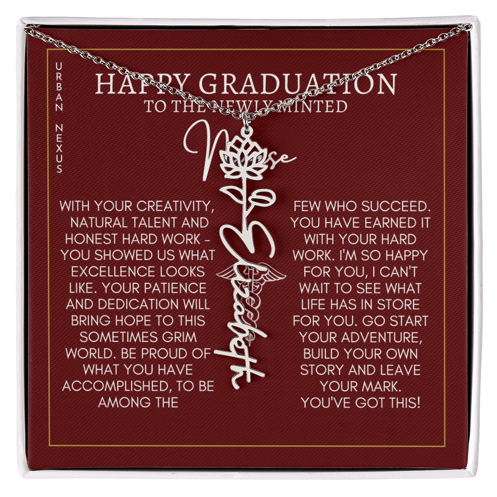 Flower Pendant Dangle Name Necklace | Personalized Graduation Gift for Her GHX9