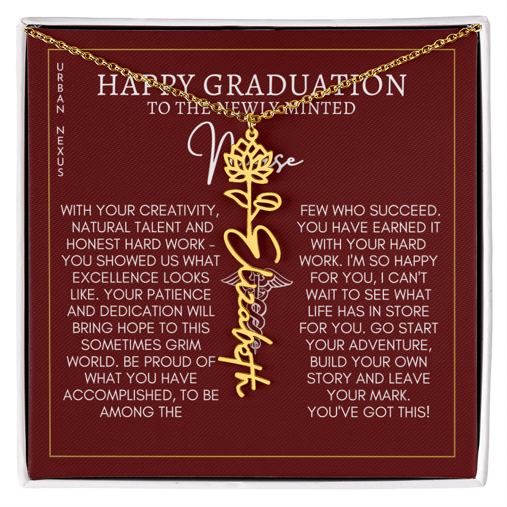 Flower Pendant Dangle Name Necklace | Personalized Graduation Gift for Her GHX9