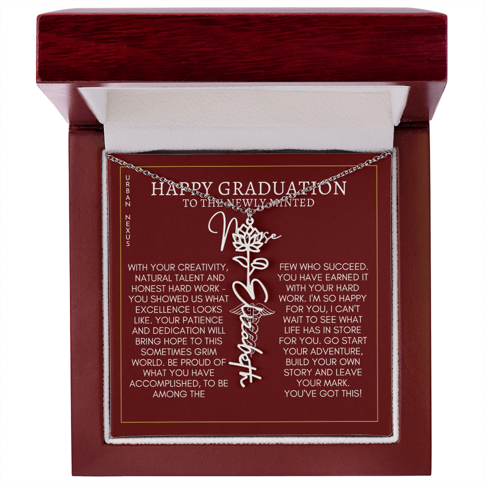 Flower Pendant Dangle Name Necklace | Personalized Graduation Gift for Her GHX9