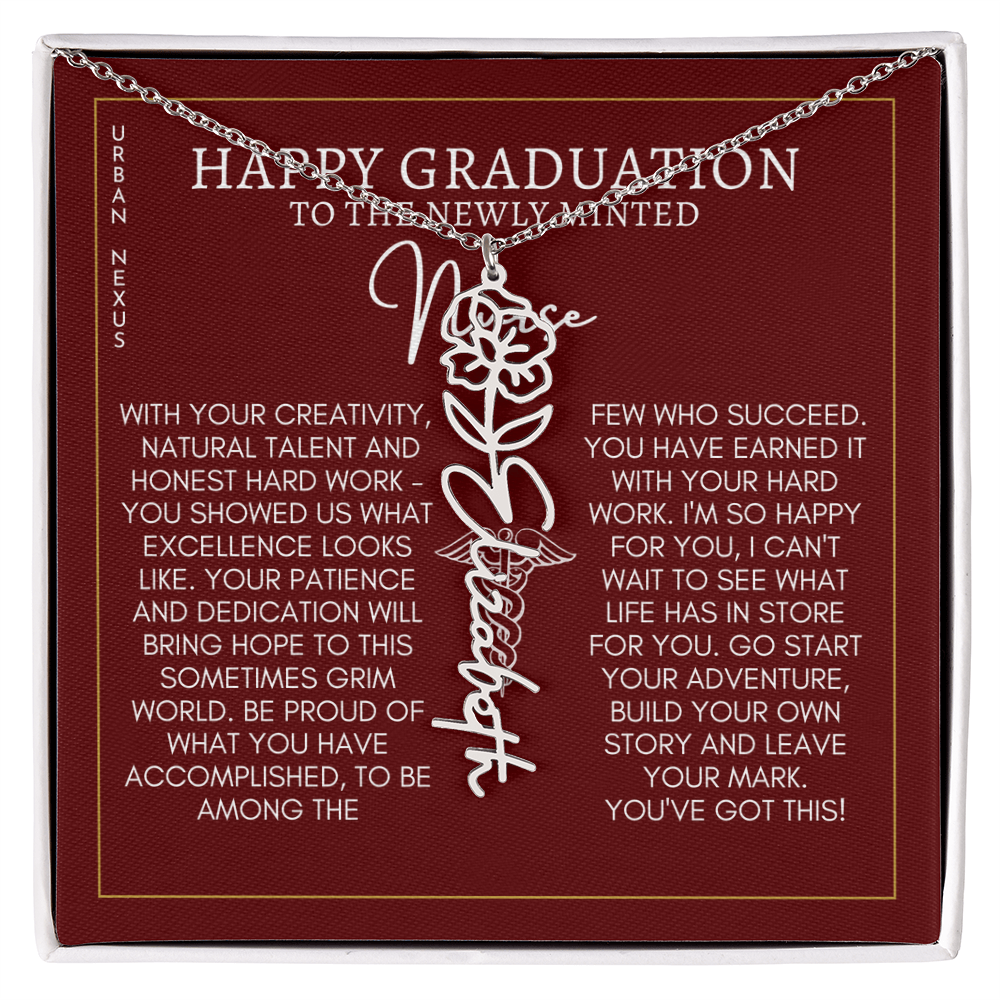 Flower Pendant Dangle Name Necklace | Personalized Graduation Gift for Her GHX9