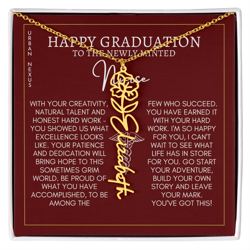 Flower Pendant Dangle Name Necklace | Personalized Graduation Gift for Her GHX9