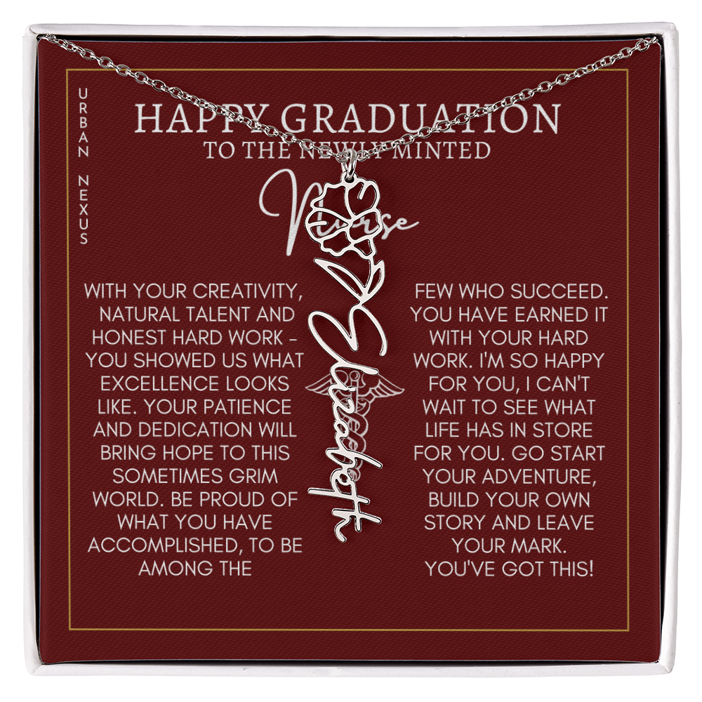 Flower Pendant Dangle Name Necklace | Personalized Graduation Gift for Her GHX9