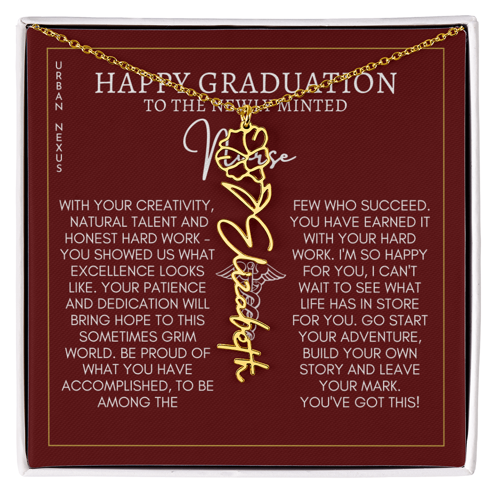 Flower Pendant Dangle Name Necklace | Personalized Graduation Gift for Her GHX9