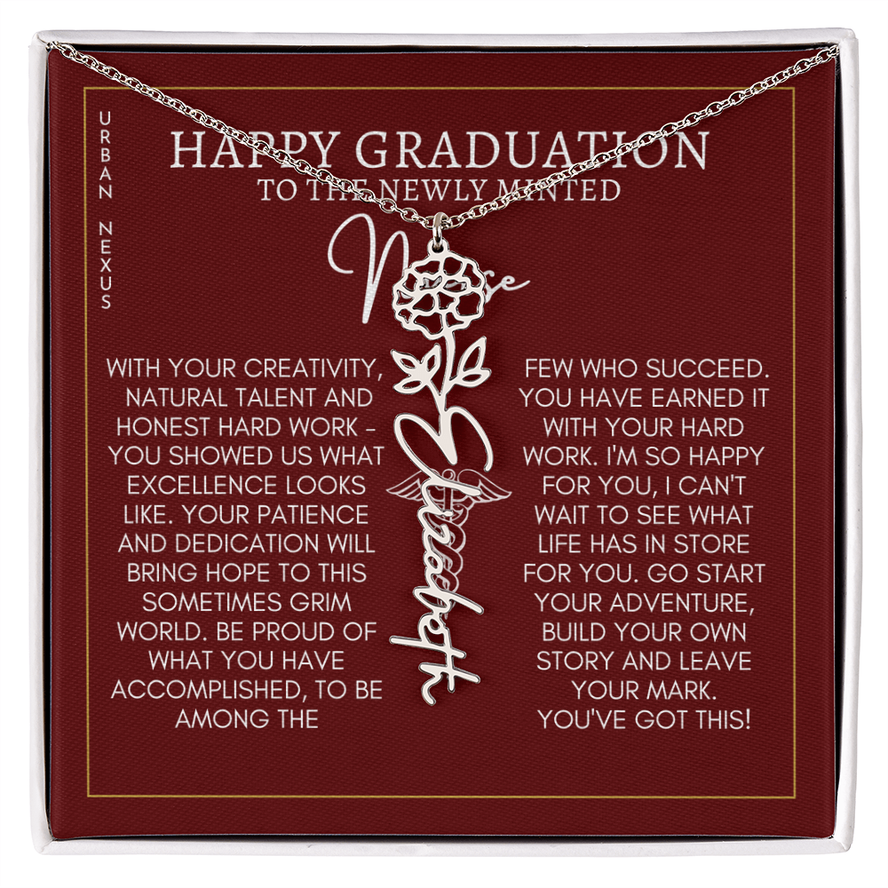 Flower Pendant Dangle Name Necklace | Personalized Graduation Gift for Her GHX9