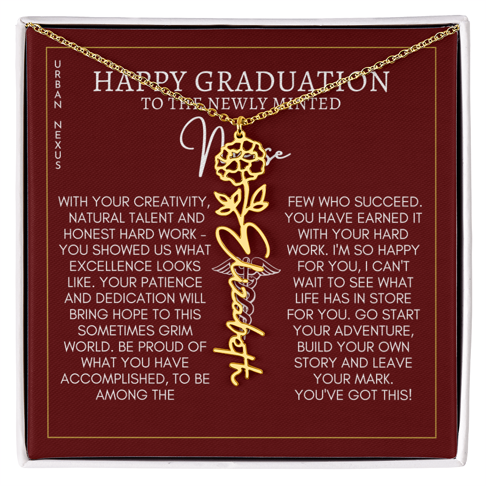 Flower Pendant Dangle Name Necklace | Personalized Graduation Gift for Her GHX9