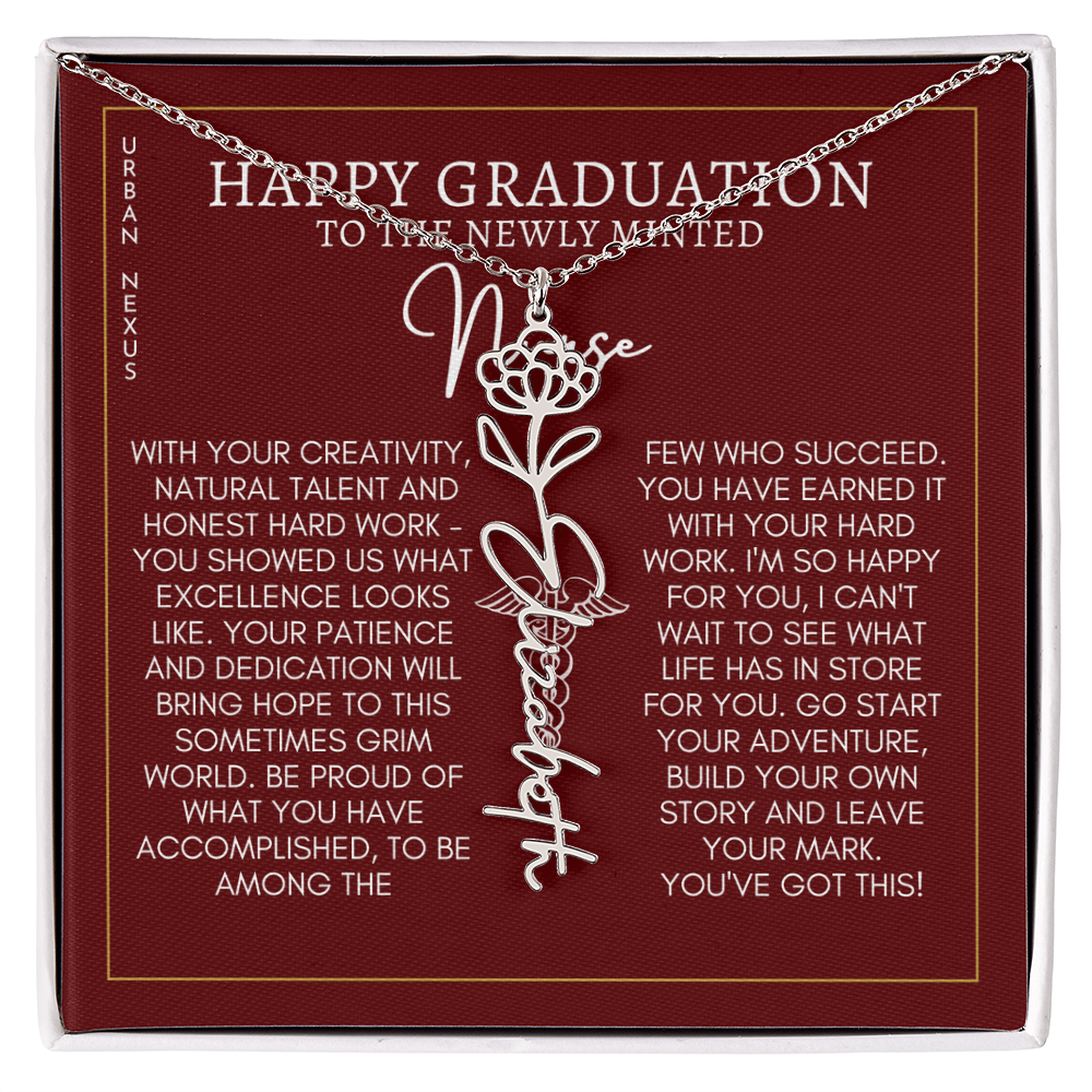 Flower Pendant Dangle Name Necklace | Personalized Graduation Gift for Her GHX9