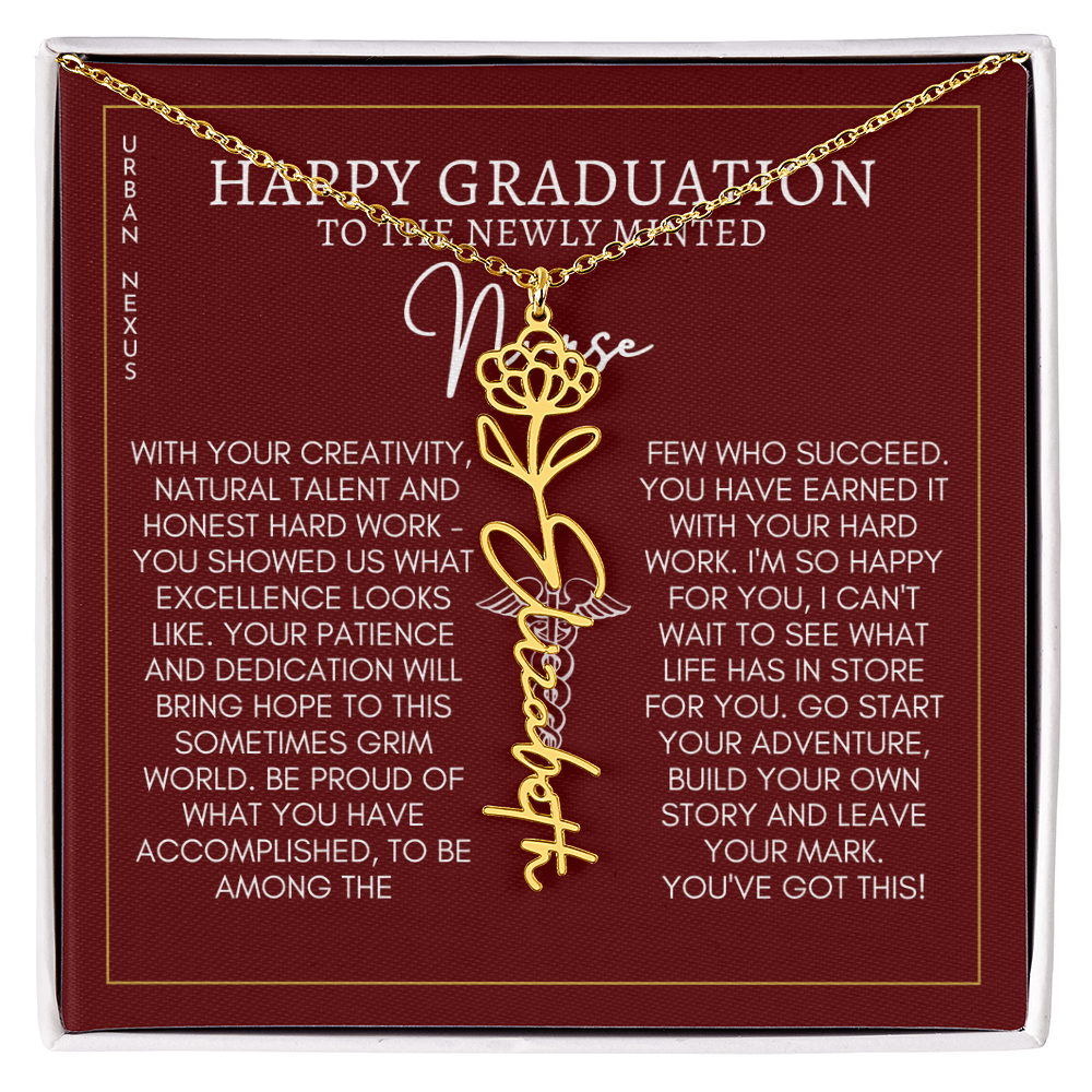 Flower Pendant Dangle Name Necklace | Personalized Graduation Gift for Her GHX9