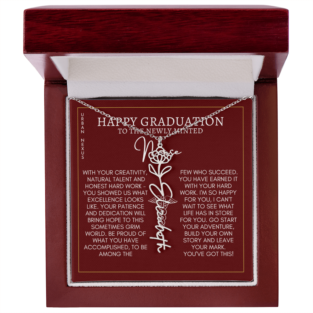 Flower Pendant Dangle Name Necklace | Personalized Graduation Gift for Her GHX9