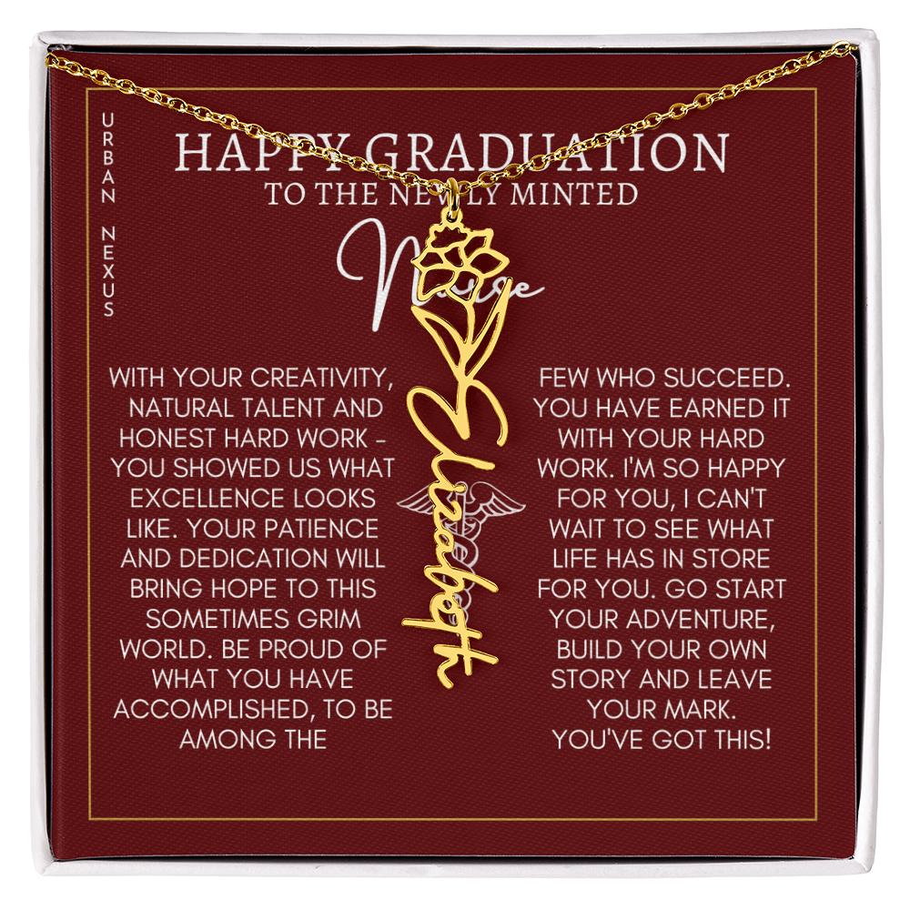 Flower Pendant Dangle Name Necklace | Personalized Graduation Gift for Her GHX9