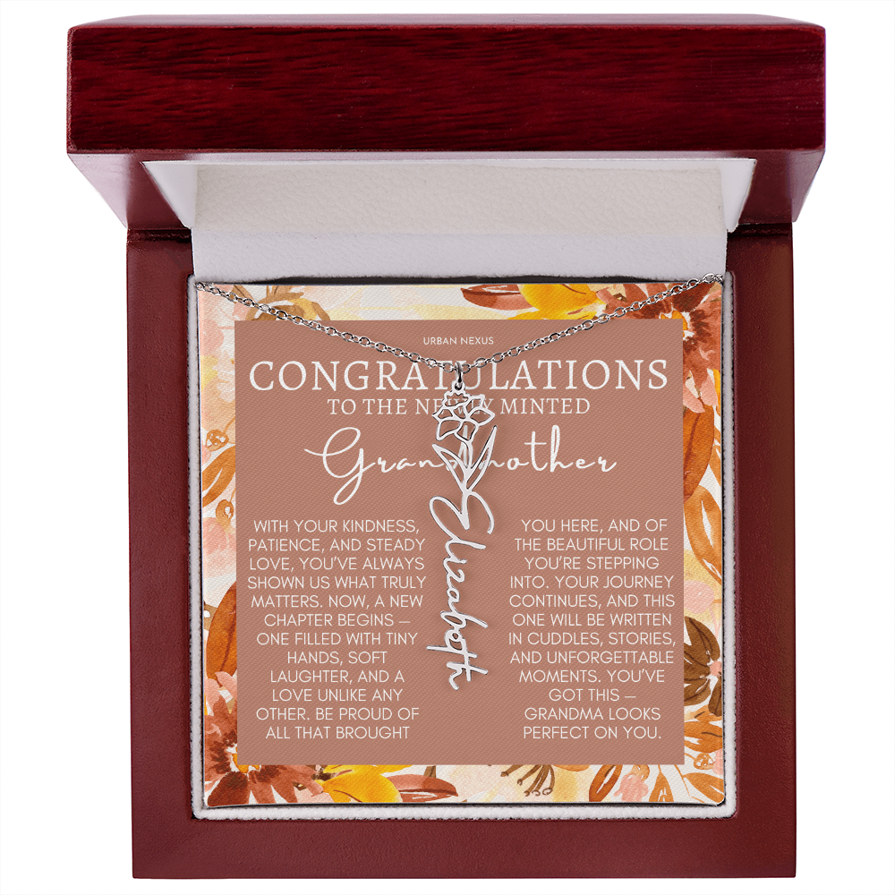 Flower Pendant Necklace | Grandma Personalized Birthday Gift For Her GMX5