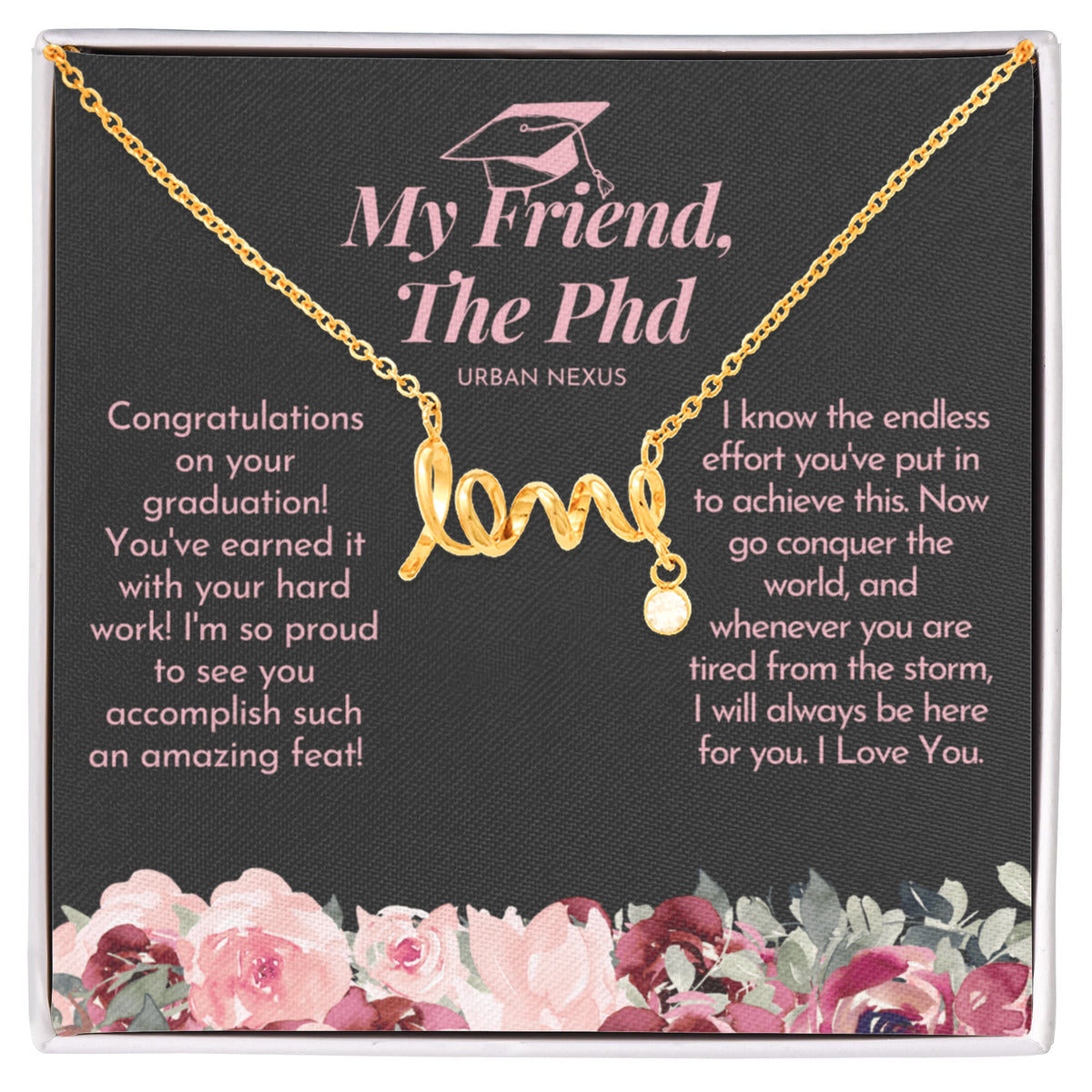 Unique Charm Pendant Necklace PHD Graduation Gift Jewelry for Her from Friend GHX17