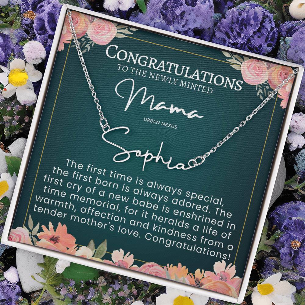 Mama Tiny Name Necklace - Personalized Handwriting Style Jewelry AJ46 - Urban Nexus Store