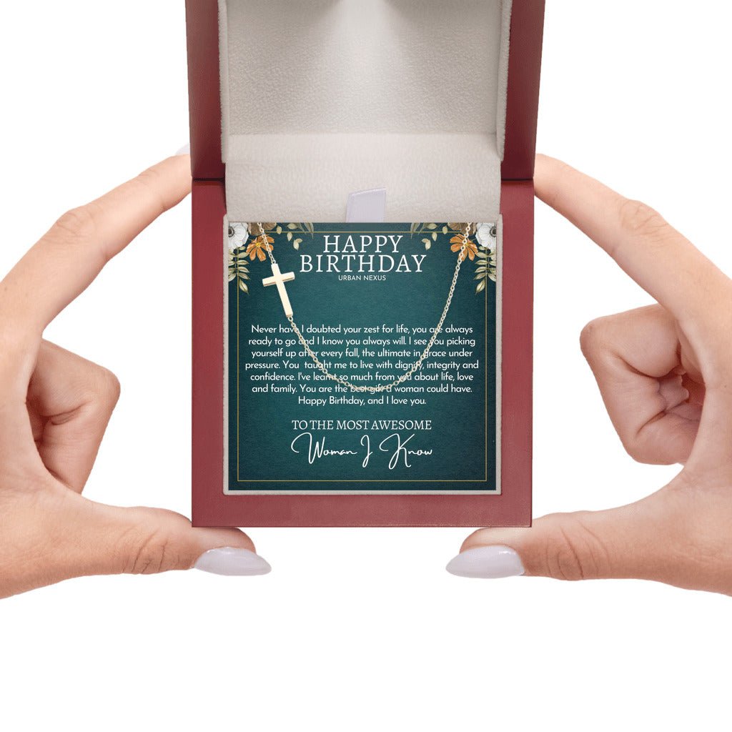 18K Gold Cross Pendant Necklace for Women AM22 | Christian Birthday Gift for Her - Urban Nexus Store