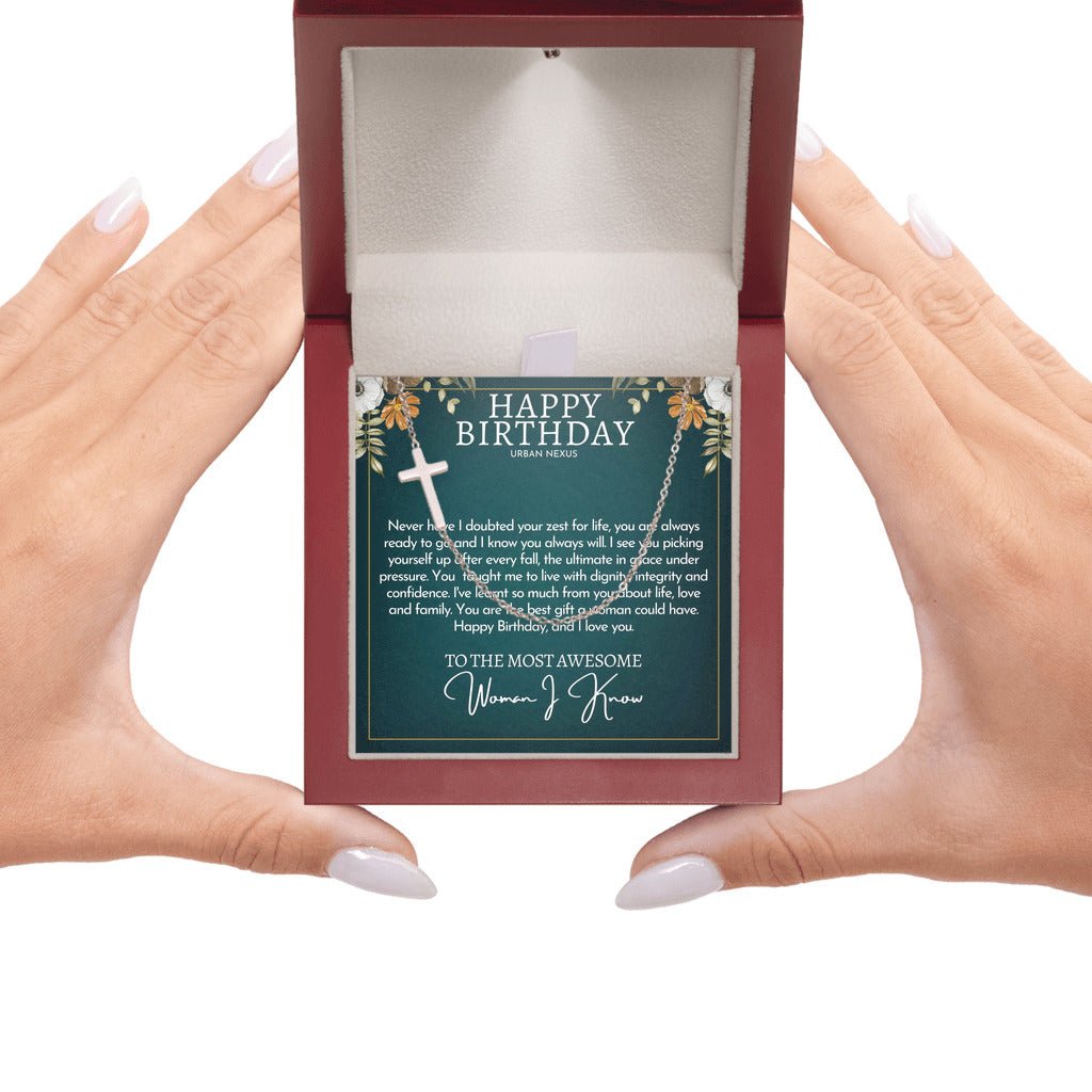 18K Gold Cross Pendant Necklace for Women AM22 | Christian Birthday Gift for Her - Urban Nexus Store