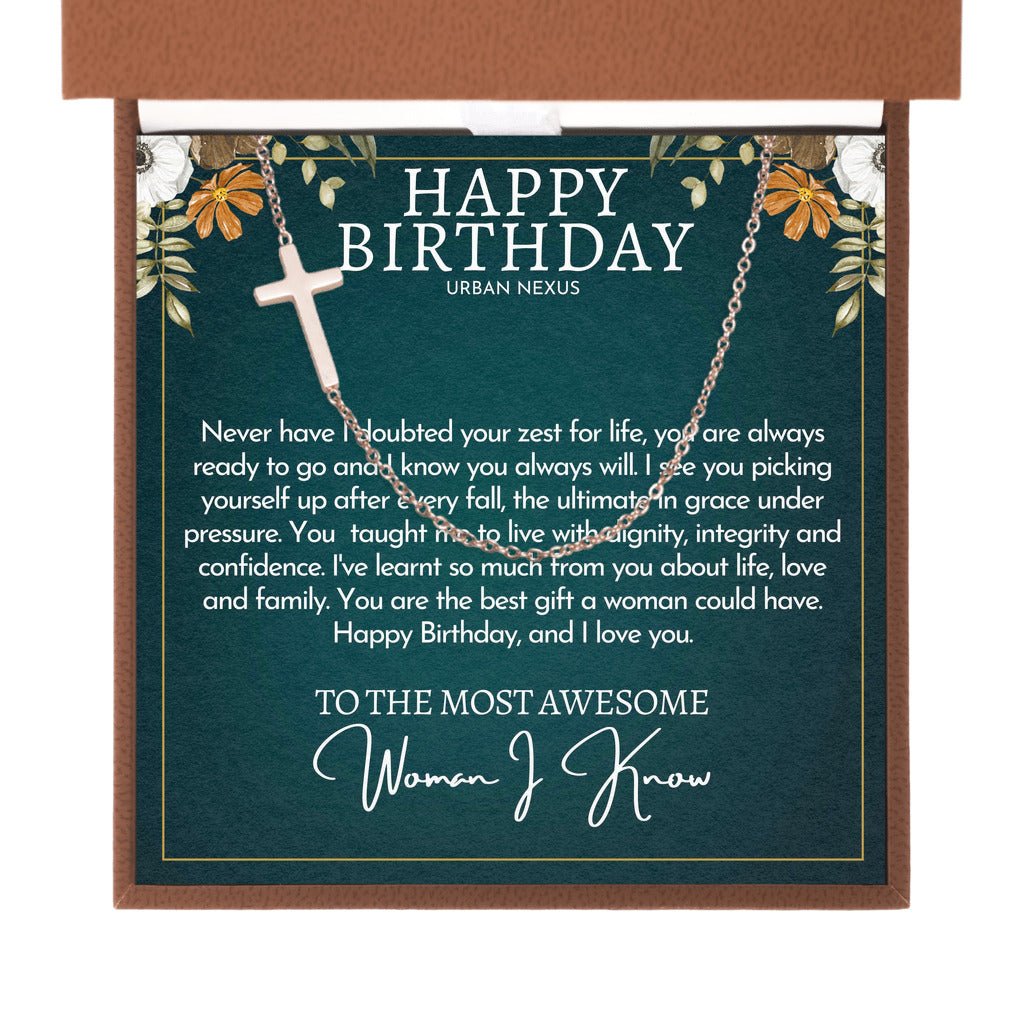 18K Gold Cross Pendant Necklace for Women AM22 | Christian Birthday Gift for Her - Urban Nexus Store